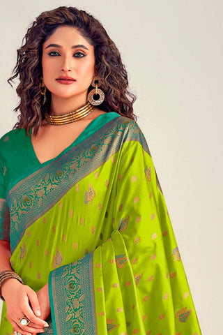 OLIVE GREEN SOFT SILK SAREE