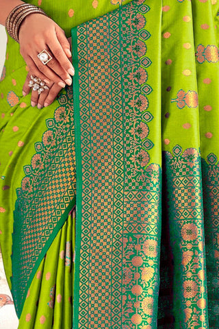 OLIVE GREEN SOFT SILK SAREE