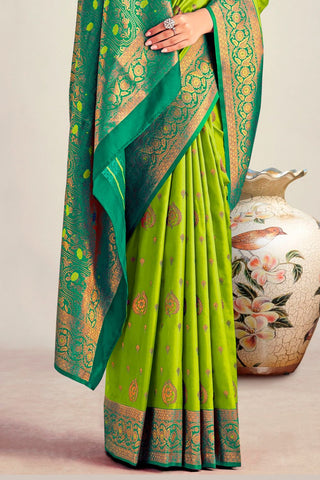 OLIVE GREEN  SOFT SILK SAREE