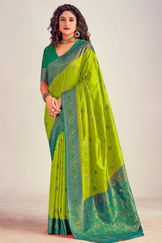 OLIVE GREEN SOFT SILK SAREE