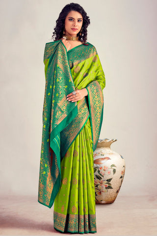 OLIVE GREEN  SOFT SILK SAREE