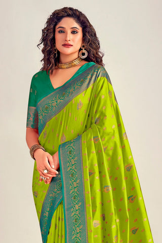 OLIVE GREEN SOFT SILK SAREE