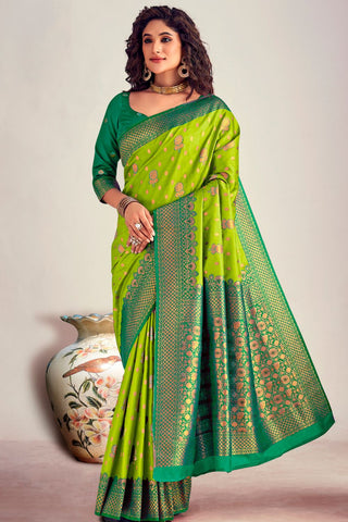 OLIVE GREEN SOFT SILK SAREE