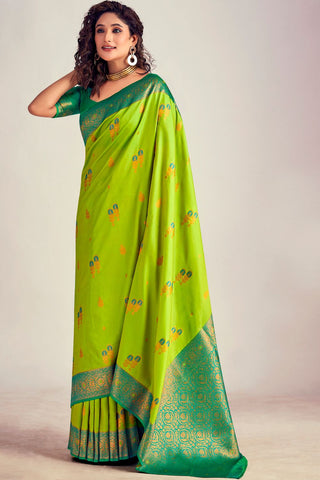 OLIVE GREEN SOFT SILK SAREE