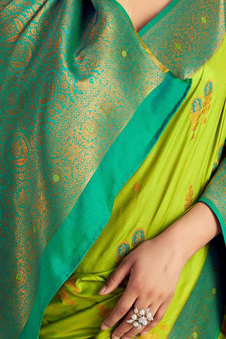 OLIVE GREEN SOFT SILK SAREE