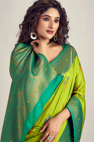 OLIVE GREEN SOFT SILK SAREE