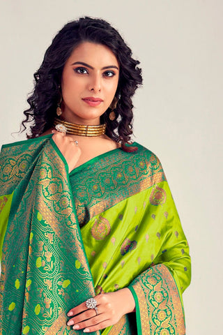 OLIVE GREEN  SOFT SILK SAREE