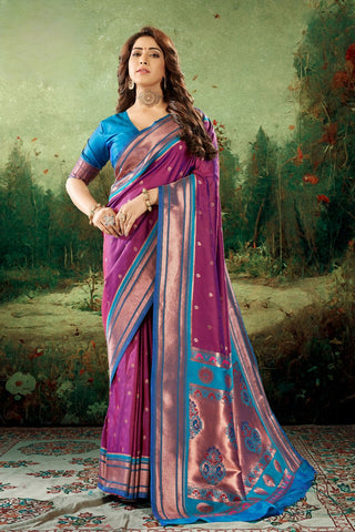 ONION PINK SOFT PESHWAI PAITHANI SILK