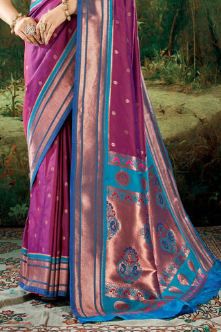 ONION PINK SOFT PESHWAI PAITHANI SILK