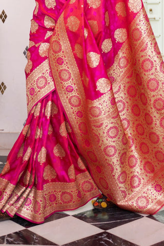 Onion Pink Pure Satin Weaving Silk Saree_Kumari Sarees