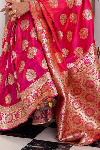 Onion Pink Pure Satin Weaving Silk Saree_Kumari Sarees