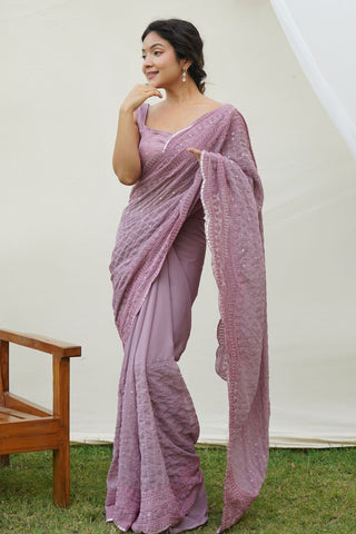 ONION GEORGETTE SILK SAREE