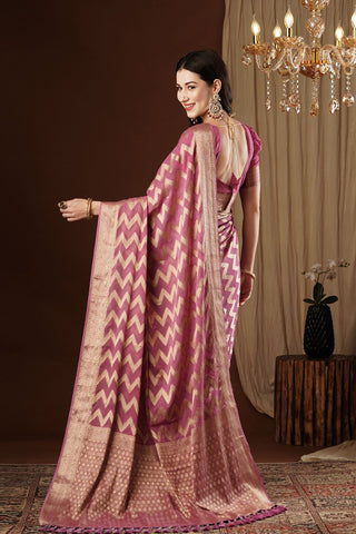 Onion Pink Georgette Silk Saree_Kumari Sarees