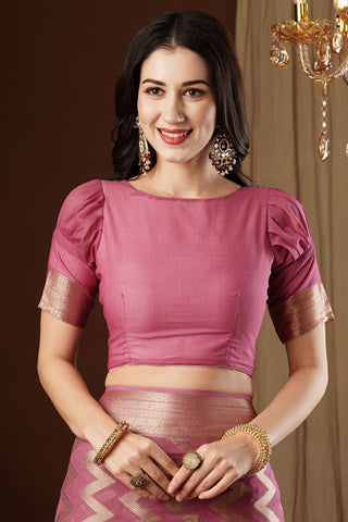 Onion Pink Georgette Silk Saree_Kumari Sarees