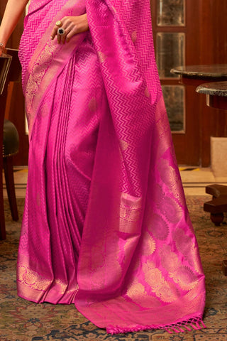 Onion Pink Pure Satin Weaving Silk Saree_Kumari Sarees