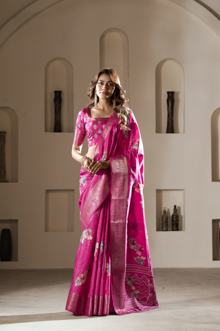 Onion Pink Soft Dola Silk Saree