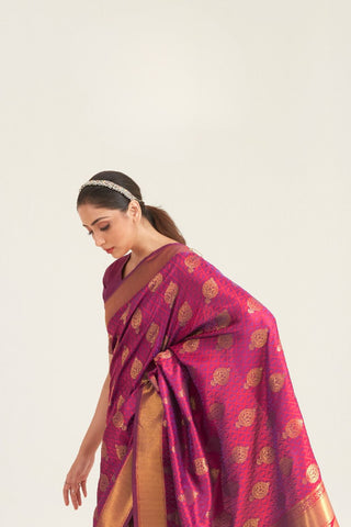 ONION PINK KANJEEVARAM HANDLOOM WEAVING SILK SAREE