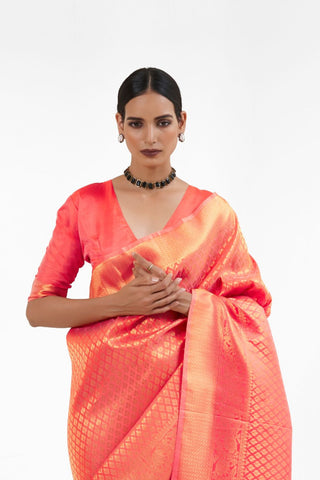 ORANGE KANJEEVARAM HANDLOOM SILK SAREE 