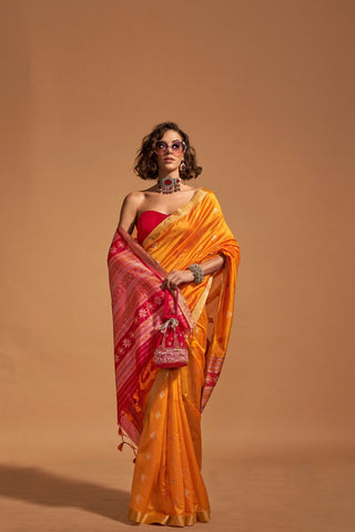 ORANGE HANDLOOM WEAVING SAREE