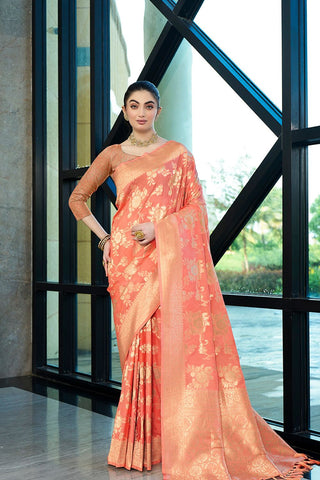 Orange Crepe Georgette Saree_Kumari Sarees