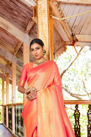 ORANGE KANJEEVARAM HANDLOOM SILK SAREE 