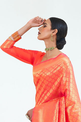 ORANGE KANJEEVARAM HANDLOOM SILK SAREE 