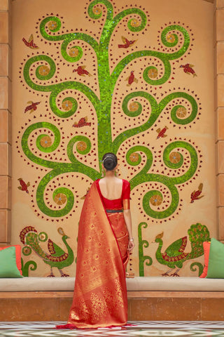 ORANGE KANJEEVARAM HANDLOOM SILK SAREE 