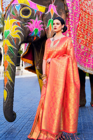 ORANGE KANJEEVARAM HANDLOOM SILK SAREE 