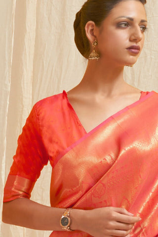 ORANGE KANJEEVARAM HANDLOOM SILK SAREE 