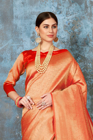 ORANGE KANJEEVARAM HANDLOOM SILK SAREE 