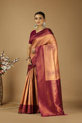 Orange Banarasi Silk Saree _Kumari Sarees