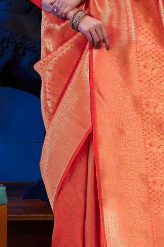 ORANGE KANJEEVARAM HANDLOOM SILK SAREE 