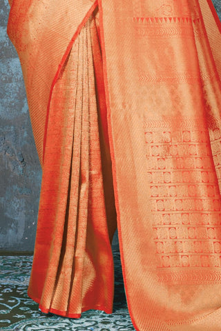 ORANGE KANJEEVARAM HANDLOOM SILK SAREE 