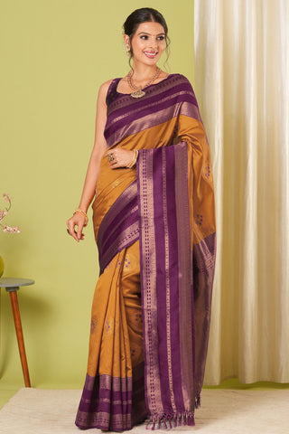 Orange Banarasi Silk Saree_Kumari Sarees