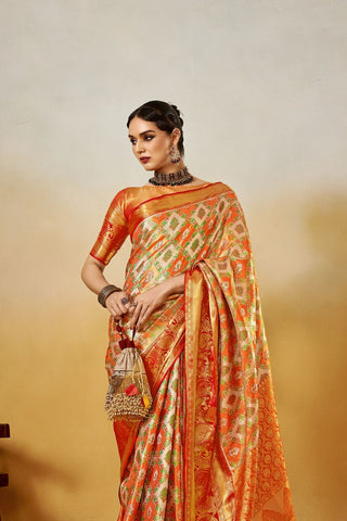 Orange Dharmavaram Silk Saree_Kumari Sarees