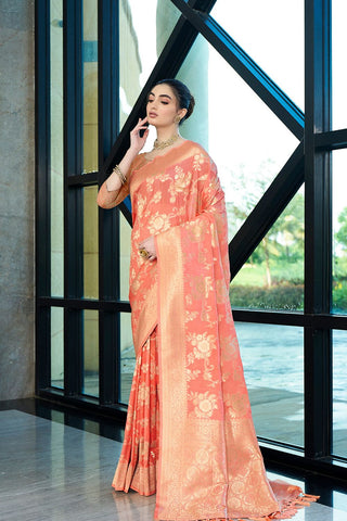 Orange Crepe Georgette Saree_Kumari Sarees