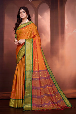 Orange Pure Aura South Soft Silk Pattu Saree