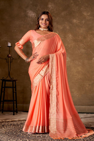 Orange Crepe Georgette Saree_Kumari Sarees