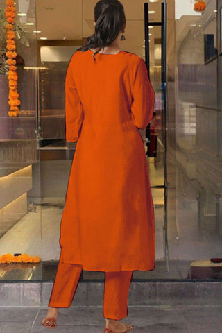 Orange Georgette Weightless Digital Printed Kurta Pant With Dupatta_Kumari Sarees
