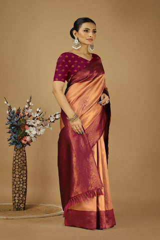 Orange Banarasi Silk Saree _Kumari Sarees