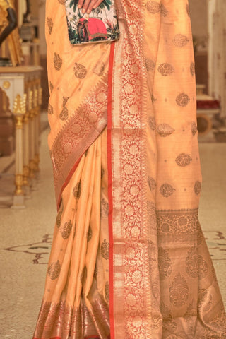 ORANGE HANDLOOM WEAVING SILK SAREE