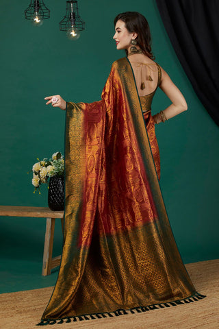 Orange Soft Kanjeevaram Silk Saree_Kumari Sarees