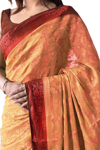 Orange Pure Georgette Silk Saree