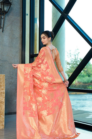 Orange Crepe Georgette Saree_Kumari Sarees