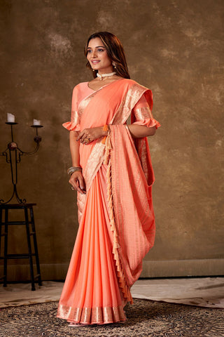 Orange Crepe Georgette Saree_Kumari Sarees