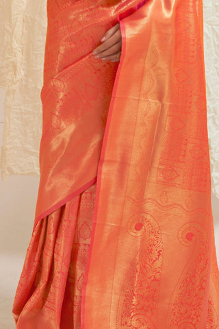 ORANGE KANJEEVARAM HANDLOOM SILK SAREE 