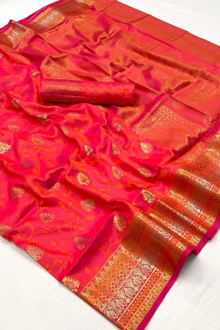 Orange Soft Silk Handloom Weaving Saree_Kumari Sarees