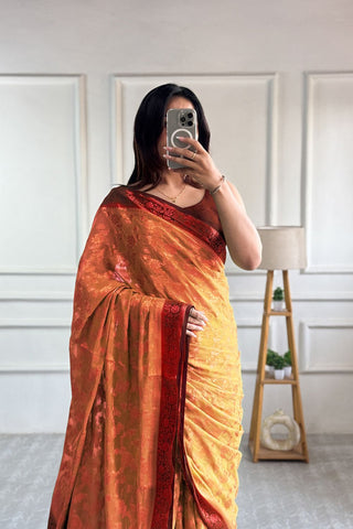Orange Pure Georgette Silk Saree