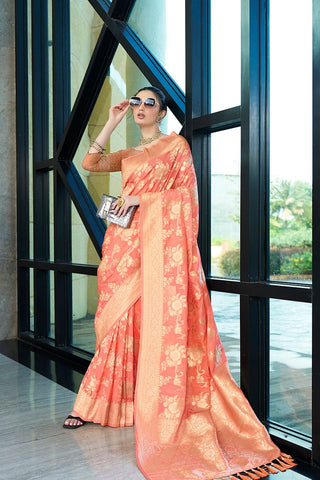 Orange Crepe Georgette Saree_Kumari Sarees