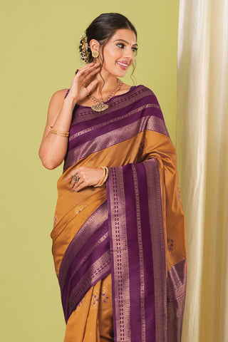 Orange Banarasi Silk Saree_Kumari Sarees